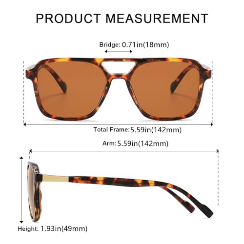 Image of Retro Aviator Rectangle Sunglasses for Women Men Unisex UV400 Protection Lightweight Frame Trendy Sun Glasses