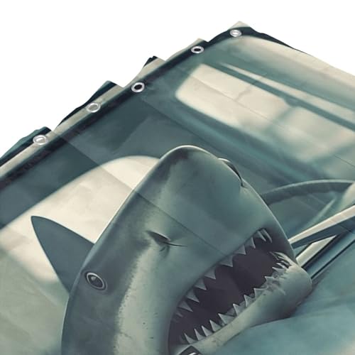 Rideau de douche requin voiture en polyester imperméable avec anneaux de fixation