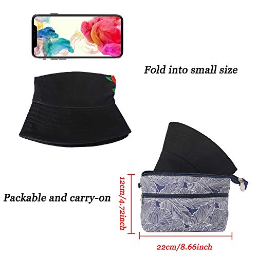Zlyc Unisex Fashion Embroidered Bucket Hat Summer Fisherman Cap For Men Women Teens (Rose Black) #TOP5