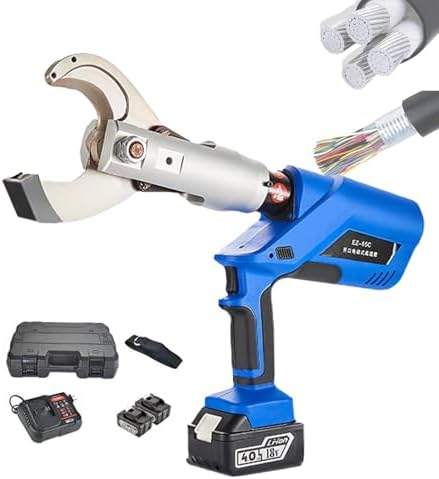 Battery-Powered Hydraulic Cable Cutter with 2 Removable 4.0Ah Batteries & LED Display, Electric Wire Cutting Tool for Aluminum & Copper Cables, Ideal for Electricians (EZ120C)