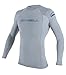 O'Neill Wetsuits UV Sun Protection Mens Basic Skins Long Sleeve Crew Sun Shirt Rash Guard, Fog Blue, Large