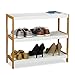 Relaxdays Scarpiera con 3 Ripiani, Robusto Portascarpe, Scaffale per Scarpe, Legno MDF, Bianco/Marrone, 58,5 x 70 x 26 cm