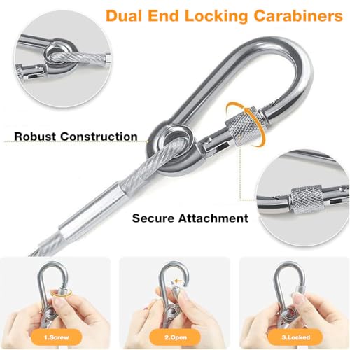 Image of HASTHIP 10m Clothes Line Outdoors - Portable Travel Clothesline Heavy Duty Rope with Metal Carabiner Laundry Line Outdoor Wire Ropes for Camping, RV, Backyard
