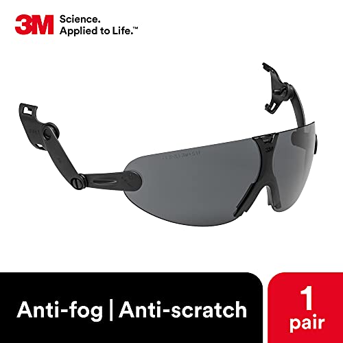 3M Safety Glasses, Ansi Z87, Anti-Fog Gray Lens, Attaches To Hard Hat Suspension #TOP3