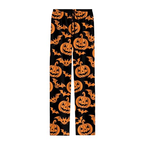Mens Pajama Pants Halloween Skeleton Pumpkin Ghost Elastic Waist Wide Leg Soft Lounge Pants Comfy Sleep Pj Bottoms3