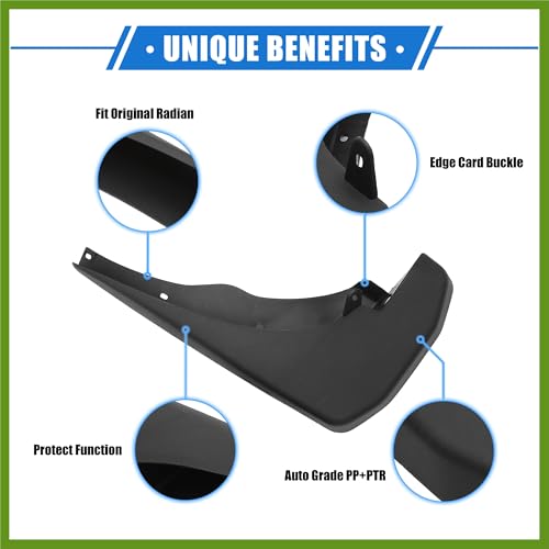 Image of Mud Flaps Kit Compatible for Nissan Frontier 2005-2023, Quality Plastic Black Front and Rear Splash Guards Replace Parts Vehicle Components