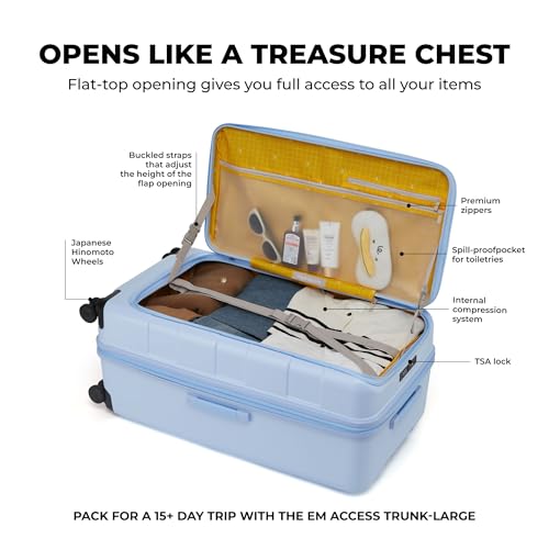 Image of MOKOBARA The Em Access Trunk Large Luggage | Expandable Polycarbonate 8 Wheel Trolly Hardsided Suitcase with Built in TSA Lock Travel Suitcase (Shy Blue)