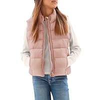 Haloumoning Girls Puffer Vest Kids Zip Up Padded Gilet Winter Quilted Jackets Fashion Outwear 5-14 Years