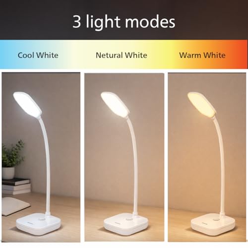 Image of Philips 5W VION White LED Desk Light | 3-in-1 Study & Table Lamp | EyeComfort Technology | Adjustable Design | Energy Efficient LED Lamp for Study, Work & Reading | Pack of 1