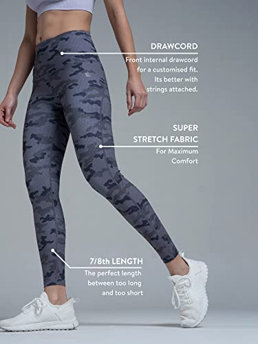 Image of AbsoluteFit Camo Print Tights | Workout Tights for Women | 4-Way Stretch | Leggings for Yoga, Gym, Cardio | Gym Leggings for Women | Sports Leggings | Active Wear (CS600714L Grey L)