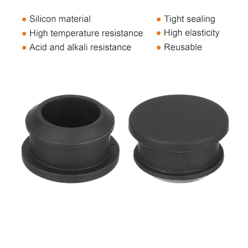 Image of MECCANIXITY Silicone Snap in Locking Hole Plugs,Rubber Panel Seal Cover Flush Type Panel Round for Kitchen Rubber Bulkheads Waterproof Sealing Plugs 16mm /0.63 Inch Diameter Black,Pack of 4