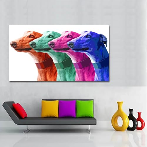 Peinture à l'huile d'animaux Greyhound déco murale moderne