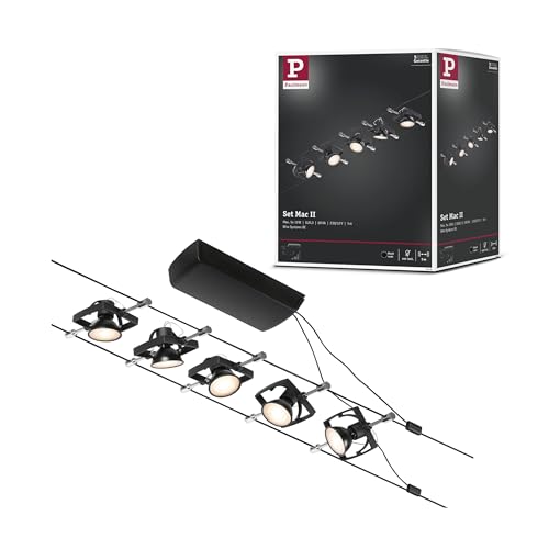 Paulmann 94434 CorDuo Set Système de Câbles Mac II DC 5 x 10 watts max, Éclairage Extensible Chrome Mat Câble Matière Plastique GU5,3 Système de Câbles sans...