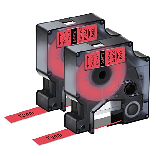 Ruban Dymo D1 45017 noir sur rouge 12mm résistant pour LabelManager
