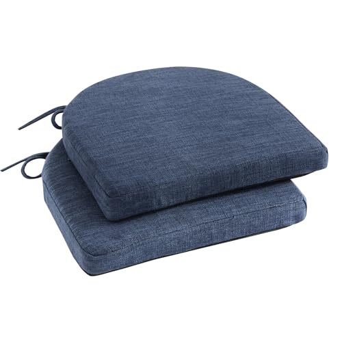 Image of IPYNBAP Chair Cushions for Dining Chairs, Kitchen Chair Cushions, 16'' x 16'' x 2'', Non Slip Indoor Seat Cushions, Chair Pads for Dining Chairs with Ties & Removable Cover, Set of 2, Navy
