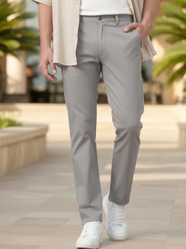 Image of Urbano Fashion Men's Cotton Light Weight Non-Stretch Slim Fit Casual Trousers