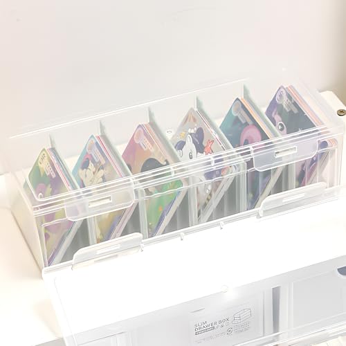 Image of 3Pcs Plastic Storage Bins, Clear Plastic Organizer Box with Dividers, with 5 Dividers, Dust-Proof And Moisture-Proof, Easy to Take, for Storing Cards, Jewelry, Crafts(9.45 x 3.94 x 2.76 Inches)