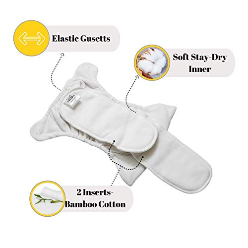 Image of Apple Blossoms Reusable Cloth diaper | New Born babies to 3M | CPSIA Certified 300+wash|Washable & Adjustable Snap Button | pack includes 1 Diaper with 2 organic Bamboo cotton inserts