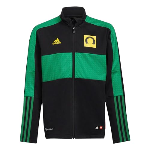 adidas Tiro X Lego Boys Youth Track Jacket, Black/Green/Yellow, Large