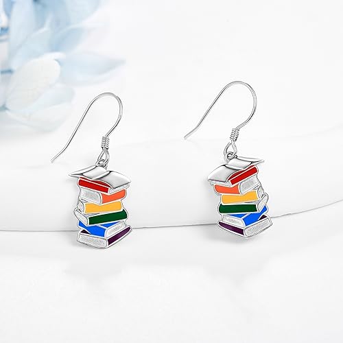 Book Earrings Sterling Silver Books Drop Earrings Librarian Teacher Jewellery for Women Book Lover Gifts - Image 3