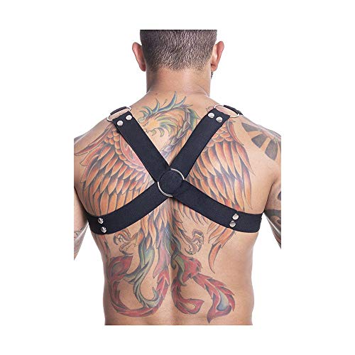 Arreios Harness Masculino de Elástico Com Argolas (Preto)