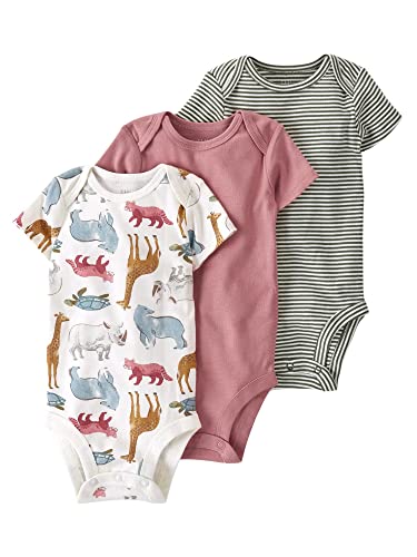 Image of little planet by carter's Unisex 3-pack Short Sleeve Bodysuits Made With Organic Cotton