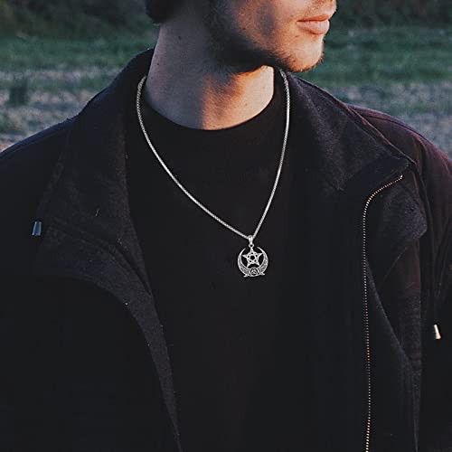 Loove Pentagram Necklace For Men Sterling Silver Triple Moon Goddess Pentacle Pendant Celtic Pentagram Necklace For Women Wiccan Jewelry #TOP5