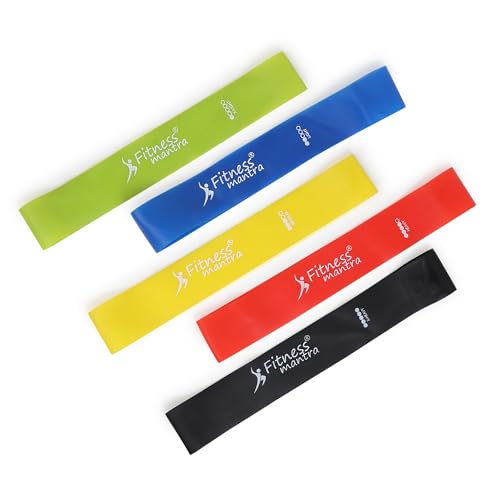 Fitness Mantra® 5 Piece Mini Loop Resistance Bands| Loop Booty Hip, Legs, Stretching, Toning Workout|