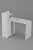L Desk Left Direction White with Cabinet with Bookcase