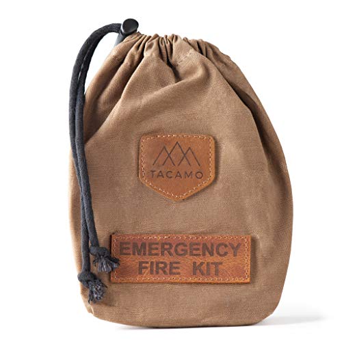TACAMO Kit de fabricação de incêndio de emergência de 15 peças, com bolsa de armazenamento de lona encerada premium. Inclui vários sistemas de partida de incêndio e fontes de emergência Tinder.