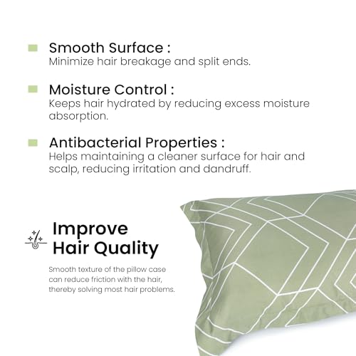 Image of Mush Bamboo Printed Pillow Cover Set of 2 | 100% Bamboo Pillow Cover for Hair and Skin | 300 TC | Breathable, Silky Soft and Envelope Pillowcases | 17 inchx27 inch Geometric Print, Green