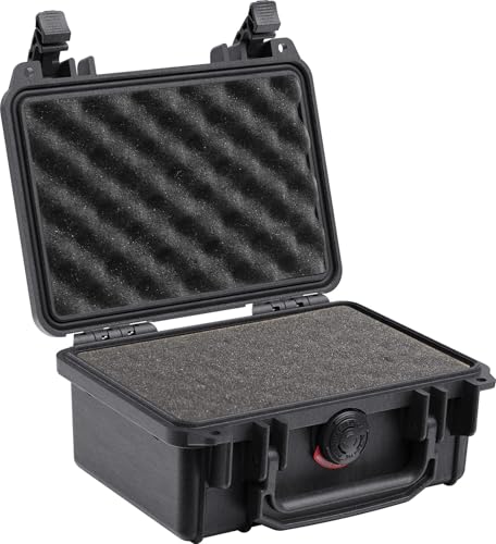 PELI 1120 valise boîtier rigide pour caméra, IP67 étanche à l'eau et à la poussière, capacité de 2L, fabriqué aux États-Unis, avec insert en mousse personnalisable, noir