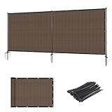 AwnPro Outdoor Privacy Fence with Iron Poles Ground Spikes Dog Metal Garden Privacy Fence Backyard Patio Yard Barrier Boarder Divider Brown 5'x12'