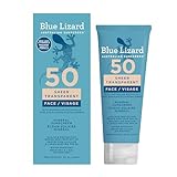 Blue Lizard Sheer Face Mineral SPF 50 Sunscreen Lotion, 100% Mineral Formula, Blue Light Protection, Lightweight, No White Cast, Nourishes and Hydrates, Paraben-Free, Fragrance-Free, 50 ml