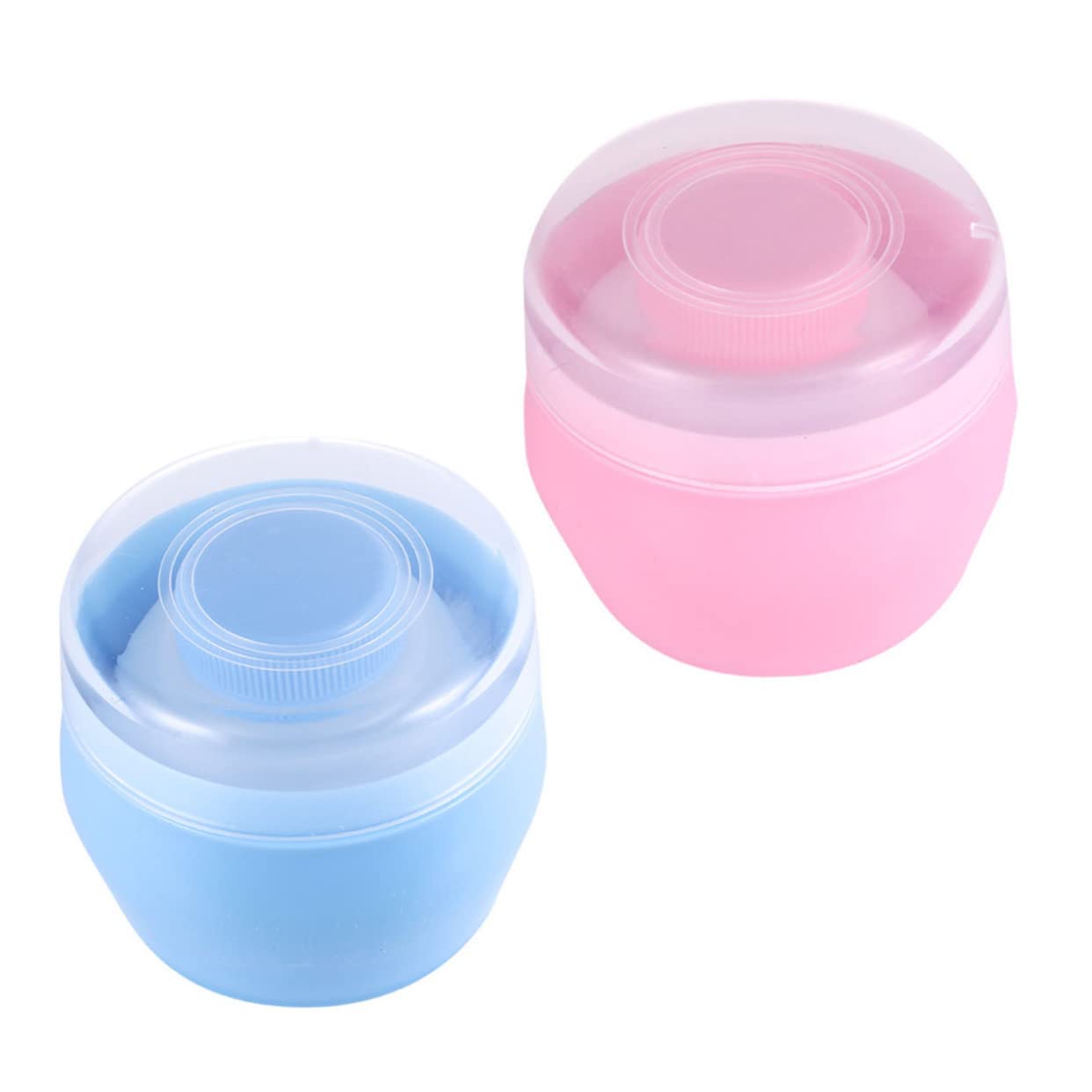 Abaodam 2 Sets Powder Puff Boxes Talcum Powder Holders with Gentle Puff Safe and Durable Storage for Newborns Adorable Design for Easy Application