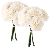 Joygoodta 2 Ramos de claveles, claveles realistas de Bricolaje, Flores Artificiales, Flores de Seda Decorativas para Bodas, día de la Madre, Blanco lechoso