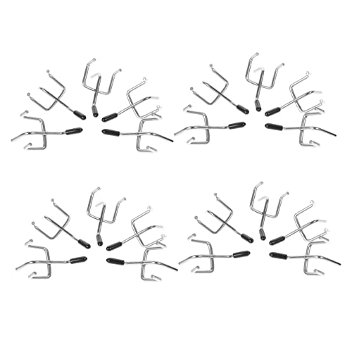 PRETYZOOM Garage Pegboard Hooks 20 Pack Metal Hooks Rubber Stoppers for Tool Organization