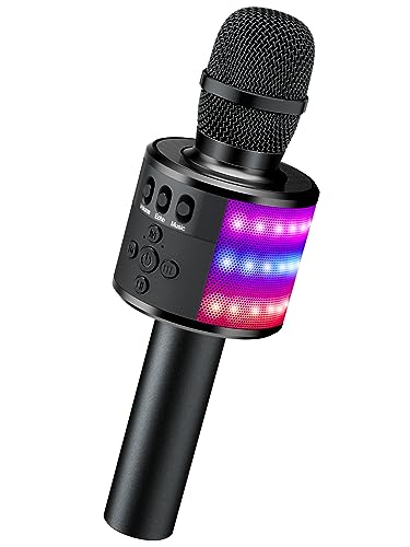 BONAOK Bluetooth Wireless Karaoke Microphone with LED Lights