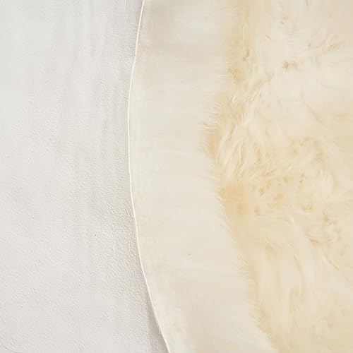 Lammfell Weiß 110-120 cm - Weich Schaffell Echt - Natürliche Teppich Wohnzimmer - Flauschig - Deko Fell Schlafzimmer - Naturfell