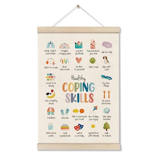 Image of Mental Health Poster Hanger Frame, Coping Skills Poster 16x12 Inch, Therapy Office Decor, Anxiety Relief, Calm Down Corner Wall Decor, Emotional Learning Wall Art for Homeschool Counseling Office