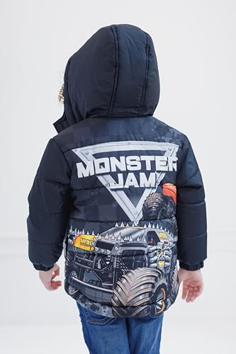 Image of Monster Jam Boys' Hooded Puffer Jacket Toddler to Big Kid