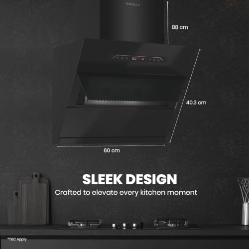 Image of Havells Triton Pro Slant BLDC 60cm Glass Kitchen Chimney|Powerful 1550 m /hr Suction|Gesture & Touch Control|Auto Heat Clean|15 Yr Motor & 5 Yr Product Warranty by Manufacturer