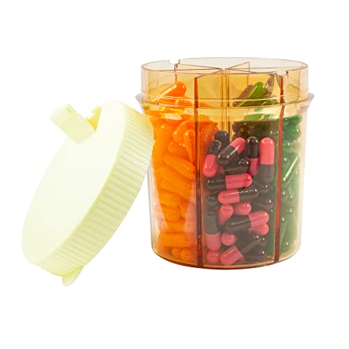 Gms Vitanizer - 6 Compartment Pill Organizer/Vitamin Organizer With Easy Turn Lid And Self Adhesive Labels #TOP3