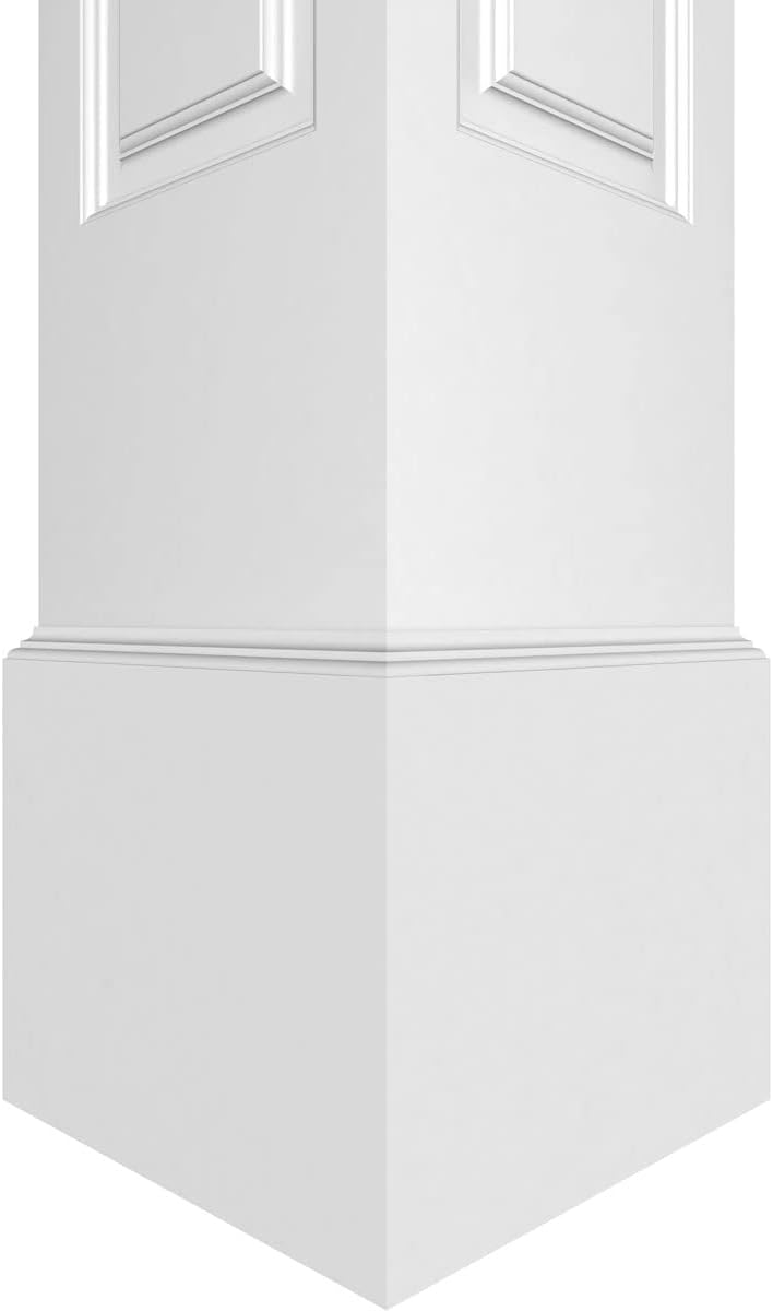 Ekena Millwork 8"W x 9'H Premium Square Non-Tapered Double Raised Panel PVC Endura-Craft Column Kit, Standard Capital & Base