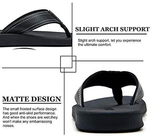 ADAX Mens Comfortable Leather Flip Flops,Non-Slip Sport Cushion Beach Slippers Thong Sandals4