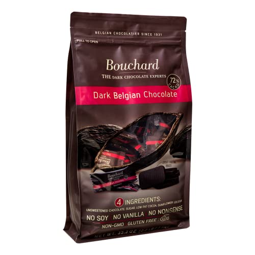 Bouchard Belgische dunkle Schokolade, Glutenfrei, 72% Kakao (1000,7 g/1,0 kg)