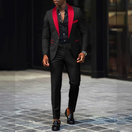 Anzug Herren 2 Teilig Slim Fit Outfit Komplett Set Große Größen Smokingjacken Leicht Hochzeitsanzug Modernes Anzüge Komplett Elegant Trachtenanzug Blazer – Bild 5