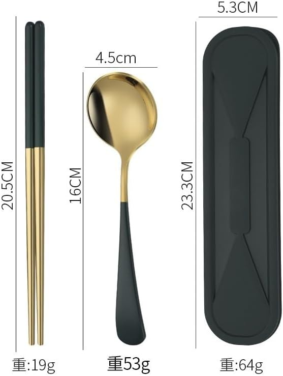 Silverware Flatware Set, 304 Stainless Steel Tableware Set, Outdoor Travel Convenient Spoon And Chopsticks Set With Storage Box (Color : Black, Size : 4Set-8Pcs)