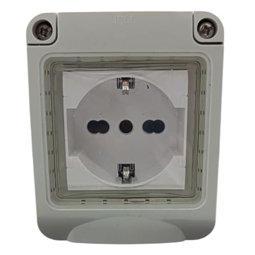 topolenashop Cassetta Elettrica Pronta all’Uso per Esterni IP55 Scatola da Muro con Presa Schuko Impermeabile e Sportellino Protettivo Box Anti-Intemperie per Giardino, Garage, Apparecchi Elettrici
