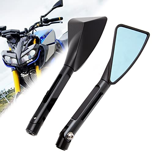 DREAMIZER Universal Aluminio Espejo Retrovisor de la Motocicleta, Triángulo 8mm 10mm Espejo Lateral de Moto Compatible con bicicleta de calle Bicicleta deportiva Dirt bike Cruiser(Negro)